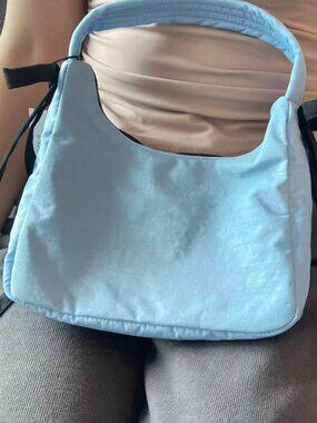Baggu x Sandy Liang Light Blue Recycled Nylon Bow Hobo Shoulder Bag 11.3x9.3x4.2